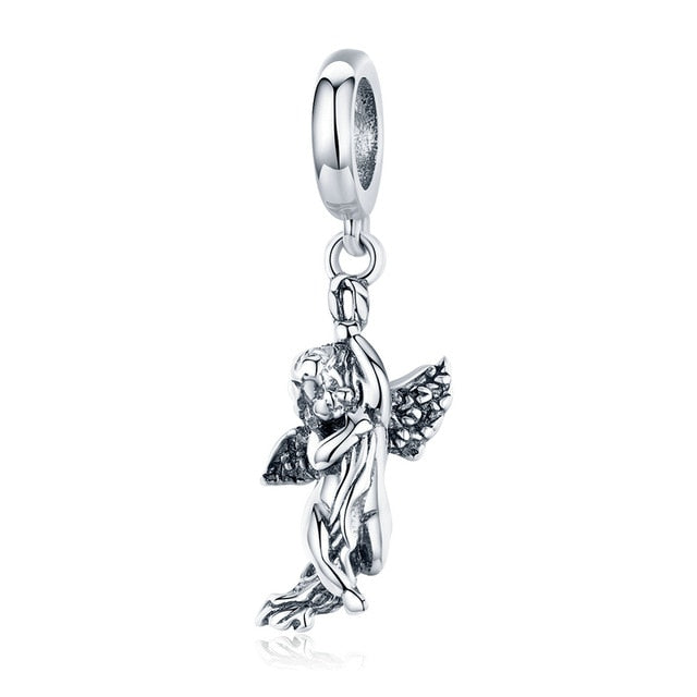 bamoer 925 Sterling Silver Retro Pendant Charm for Women Jewelry Making Religious Faith Charms for Original Bracelet SCC1404