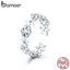 BAMOER Authentic 925 Sterling Silver Winter Snowflake Finger Rings for Women Snowflake Wedding Engagement Ring Jewelry BSR015