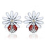 BAMOER Authentic 925 Sterling Silver Daisy Flower Red Ladybug Stud Earrings for Women Fashion Earrings Jewelry Gift SCE459