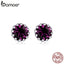 bamoer Birth Stone AAA Cubic Zircon Stud Earring 925 Sterling Silver Birthstone Ear Stud April Gifts Silver Jewelry SCE862