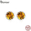 bamoer Birth Stone AAA Cubic Zircon Stud Earring 925 Sterling Silver Birthstone Ear Stud April Gifts Silver Jewelry SCE862