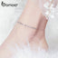 bamoer 925 Sterling Silver Slide Beads Silver Anklet for Women Charm Bracelet  of Leg Ankle Foot Accessories Fashion SCT010