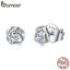 BAMOER Authentic 925 Sterling Silver Romantic Rose Flower Stud Earrings for Women Fashion Sterling Silver Jewelry BSE012
