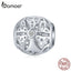 bamoer 925 Sterling Silver Tree of Life Round Bead Metal Charm for Women Original Silver Bracelet Bangle Jewelry Making BSC139