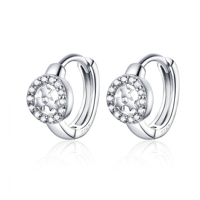 bamoer 3 Styles Hoop Earrings Sterling Silver 925 Cute Cat Star Round Small Ear Hoops for Women Jewelry Gifts for Girl BSE172
