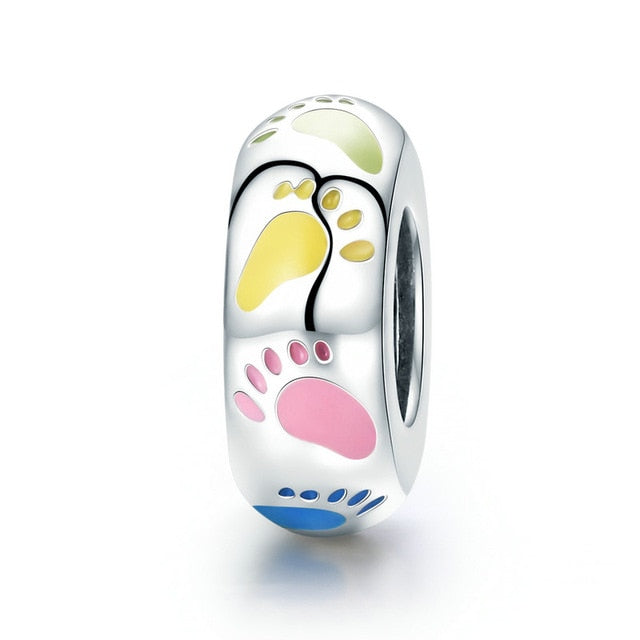 BAMOER Authentic 925-sterling-silver Dog Animal Footprint Cat Heart LOVE Spacer Charm Fit  Bracelet DIY Original SCC594