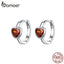 BAMOER Authentic 925 Sterling Silver Heart Cubic Zircon Hoop Earrings for Women Mini Ear Hoops Anti-allergy Girl Gits BSE084