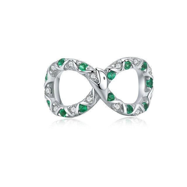 BAMOER Big Charms Real Sterling Silver 925 Infinity Family Forever Clear Crystal Charm for Original 925 Brand Bracelet SCC1146