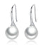 BAMOER 925 Sterling Silver Elegant Round Pure Love Pearl Drop Earrings for Women Jewelry Brincos White ,Black Purple Pink SCE037
