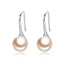 BAMOER 925 Sterling Silver Elegant Round Pure Love Pearl Drop Earrings for Women Jewelry Brincos White ,Black Purple Pink SCE037