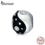 bamoer 925 Sterling Silver Taichi White & Black Enamel Round Metal Beads for Women Jewelry fit Original Brand Bracelet BSC192