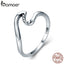 BAMOER Authentic 100% 925 Sterling Silver Geometric Wave Finger Rings for Women Wedding Engagement Jewelry Gift S925 SCR378