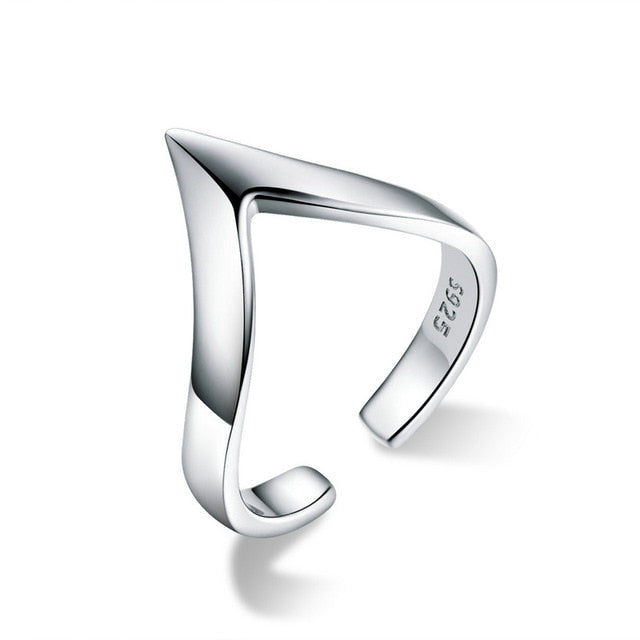 BAMOER Authentic 925 Sterling Silver Wave Geometric Love Adjustable Finger Rings for Women Wedding Engagement Jewelry SCR470