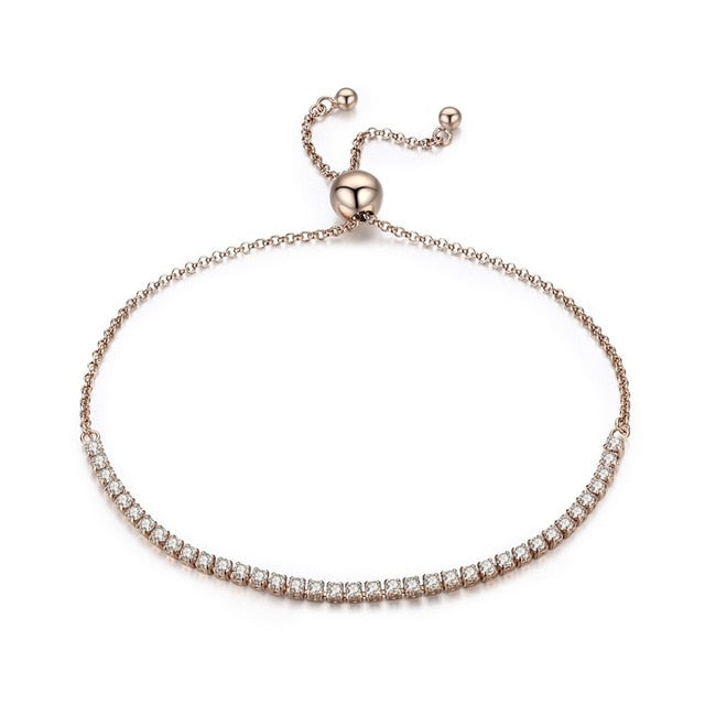 BAMOER 925 Sterling Silver Sparkling Strand Bracelet Women Link Tennis Bracelet Silver Jewelry 3 Colors SCB029