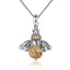 BAMOER 925 Sterling Silver Lovely Orange Bee Animal Pendants Necklace for Women Fine Jewelry CC035
