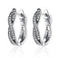 BAMOER Authentic 925 Sterling Silver Twist Of Fate Hoop  Earrings Clear CZ for Women Wedding Trendy Jewelry PAS465