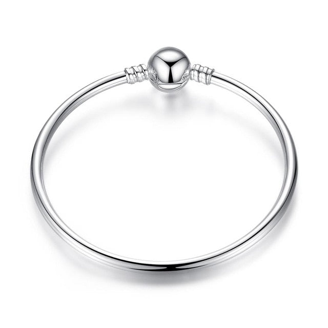 BAMOER Authentic 100% 925 Sterling Silver Snake Chain Bracelet & Bangle Pave Star Cubic Zirconia CZ DIY Jewelry