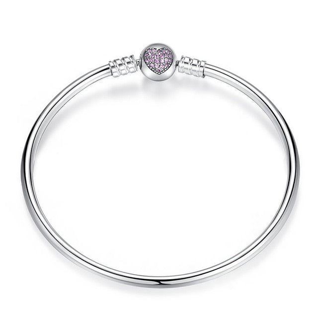 BAMOER Authentic 100% 925 Sterling Silver Snake Chain Bracelet & Bangle Pave Star Cubic Zirconia CZ DIY Jewelry