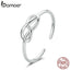 bamoer Authentic 925 Sterling Silver Geometric Infinity Symbol Finger Rings for Women Engagement Statement Jewelry BSR143