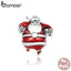 bamoer 925 Sterling Silver Merry Christmas Santa Claus Beads for Original Bracelet Charms Fine Jewelry Accessories SCC1664