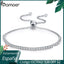 BAMOER 925 Sterling Silver Sparkling Strand Bracelet Women Link Tennis Bracelet Silver Jewelry 3 Colors SCB029