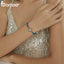 bamoer 925 Sterling Silver Snowflke Clip with Blue Leather Bracelet for Charm Pendant DIY Bracelet Jewelry GXB196