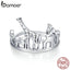 bamoer Protection Animal Finger Rings for Women 925 Sterling Silver Elephant and Bear Band Jewelry Unisex Gift SCR656