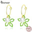 bamoer Summer Flower with Pearl Drop Earrings for Women Enamel Korea Fashion Dangle Earrings 925 Stelring Silver Jewelry SCE679