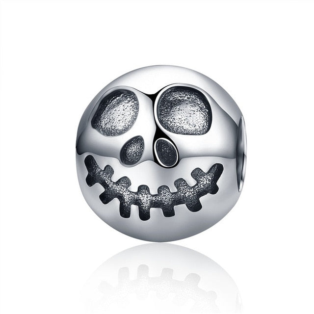 bamoer 925 Sterling Silver Joker Skull Ghost Beads Charm fit Original Silver Bracelet Bangle Halloween Festival Collection