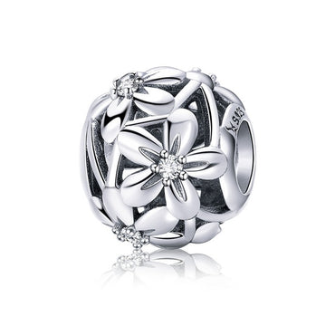 BAMOER 100% 925 Sterling Silver Flourishing Flowers Charm Beads fit Women Charm Bracelets & Necklaces Jewelry Making SCC729