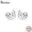 bamoer Genuine 925 Sterling Silver Animal Lazy Sloth Stud Earrings for Women Fashion Jewelry Accessoreis Brincos BSE303