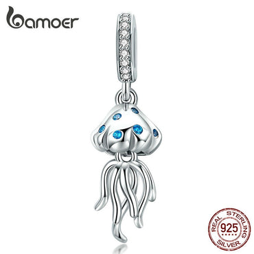 bamoer Underwater World Series Jellyfish Pendant Charm for Bracelet Necklace Authentic 925 Sterling Silver DIY Jewelry SCC1297
