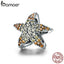 BAMOER Authentic 925 Sterling Silver Ocean Star Starfish Beads Charm fit Original Charm Bracelet Fine Silver Jewelry SCC586