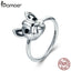 BAMOER Hot Sale 100% 925 Sterling Silver Loyal Partners French Bulldog Dog Animal Female Ring for Women Fashion Jewelry SCR261