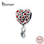 BAMOER Red Heart Charms 925 Sterling Silver Enamel Infinity Love Beads fit for Women Bracelet Silver 925 Original SCC1180