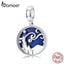 bamoer 925 Sterling Silver Starry Sky Night Blue Enamel Pendant Charm fit Women Original Bracelet and Necklace Jewelry SCC1389