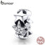 BAMOER Genuine 925 Sterling Silver Little Star to Star Beads Clear CZ Spacer fit Women Bracelets Bangles Jewelry Making SCC929