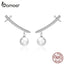 bamoer Silver 925 Jewelry Pearl Long Stud Earrings for Women Clear CZ Wedding Engagement Jewelry Fashion Earrings 2019 BSE299