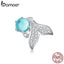 bamoer Mermaid Tail Charm fit Original Silver 925 Bracelet & Bangle Blue Tear European Charms DIY Jewelry Girl Gifts SCC1226