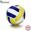 BAMOER Authentic 100% 925 Sterling Silver Sport Ball Volleyball Love Charm Beads fit Women Bracelet DIY Beads Jewelry SCC448