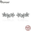 BAMOER Authentic 925 Sterling Silver Stackable Dazzling Daisies, Clear CZ Stud Earrings for Women Fine Jewelry Bijoux PAS506