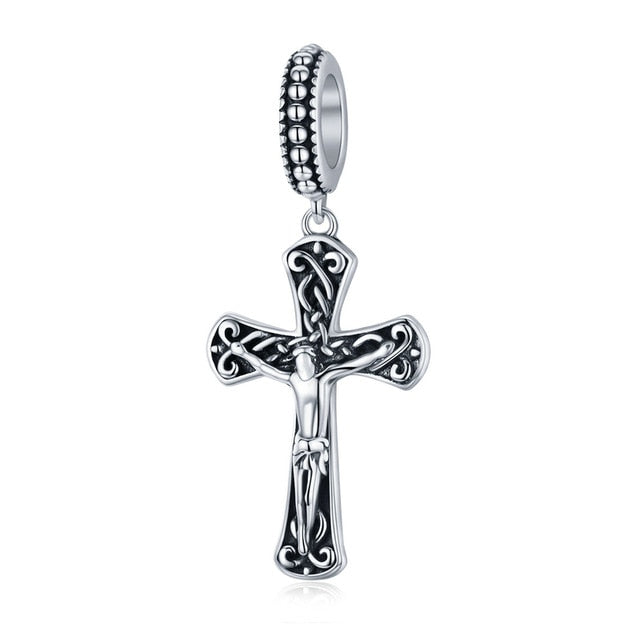 bamoer 925 Sterling Silver Retro Pendant Charm for Women Jewelry Making Religious Faith Charms for Original Bracelet SCC1404