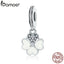 BAMOER Genuine 925 Sterling Silver Heart Petals Clover Dangle Charm fit Original Charm Bracelets for Women DIY Jewelry SCC259