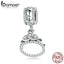 BAMOER 100% 925 Sterling Silver Trendy Princess Crown Pendant Charm fit Charm Bracelet & Necklace Jewelry Girlfriend Gift SCC739