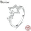 BAMOER Authentic 925 Sterling Silver Luminous Star Waitting Adjustable Finger Rings for Women Wedding Engagement Jewelry SCR452