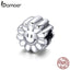 BAMOER Authentic 925 Sterling Silver Smile Sunflower Sunny Face Charms Beads fit Original Bracelets DIY Jewelry Making  SCC901