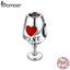 BAMOER Trendy New 925 Sterling Silver Wine Cup Heart Pave Charm Beads fit Charm Bracelets & Necklaces Jewelry Making SCC788