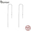 BAMOER Elegant New Genuine 925 Sterling Silver Simple Line Drop Earrings for Women Authentic Silver Jewelry Gift SCE490