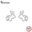 bamoer Sketch Rabbit Bunny Stud Earrings for Women 925 Silver Ear Studs Jewelry Gifts for Girl Fashion Jewelry 2019 New SCE698