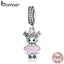 BAMOER Fashion 100% 925 Sterling Silver Couple Little Girl Pendant Charm fit Girls Charm Bracelet & Necklaces DIY Jewelry SCC543